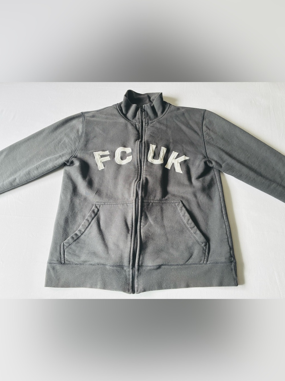 French Connection FCUK Full Zip Logo Hoodie Men's Gray Size Large